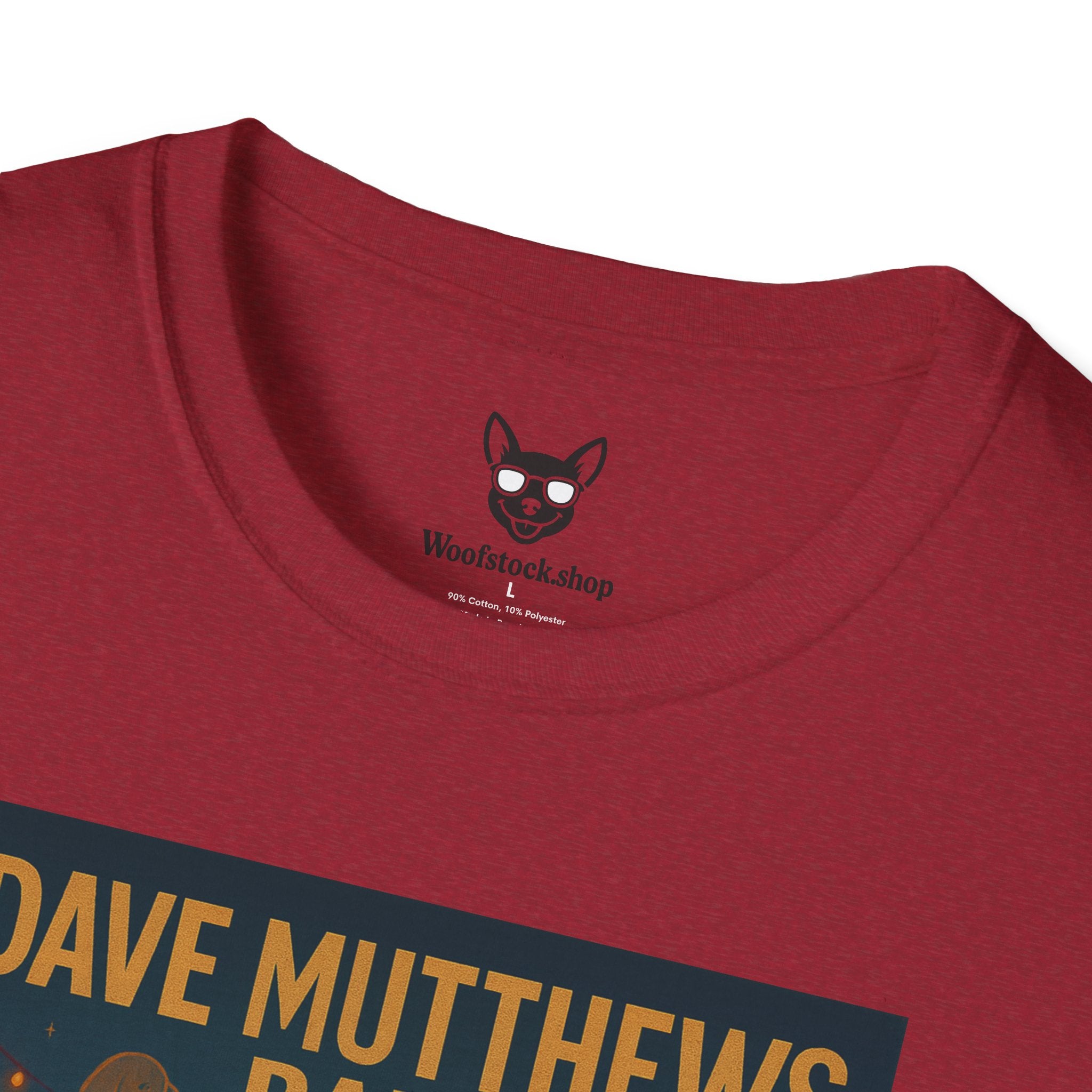 Dave Matthews Band Concert Poster Dog Parody Unisex Softstyle T-Shirt -- Funny Dog Concert Tee for Music and Dog Lovers